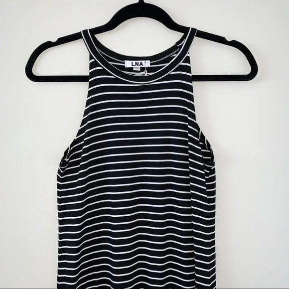 Revolve LNA Leigh Maxi Dress stripes Long Sleeveless Curved hem Scoop neck Small - Picture 8 of 15